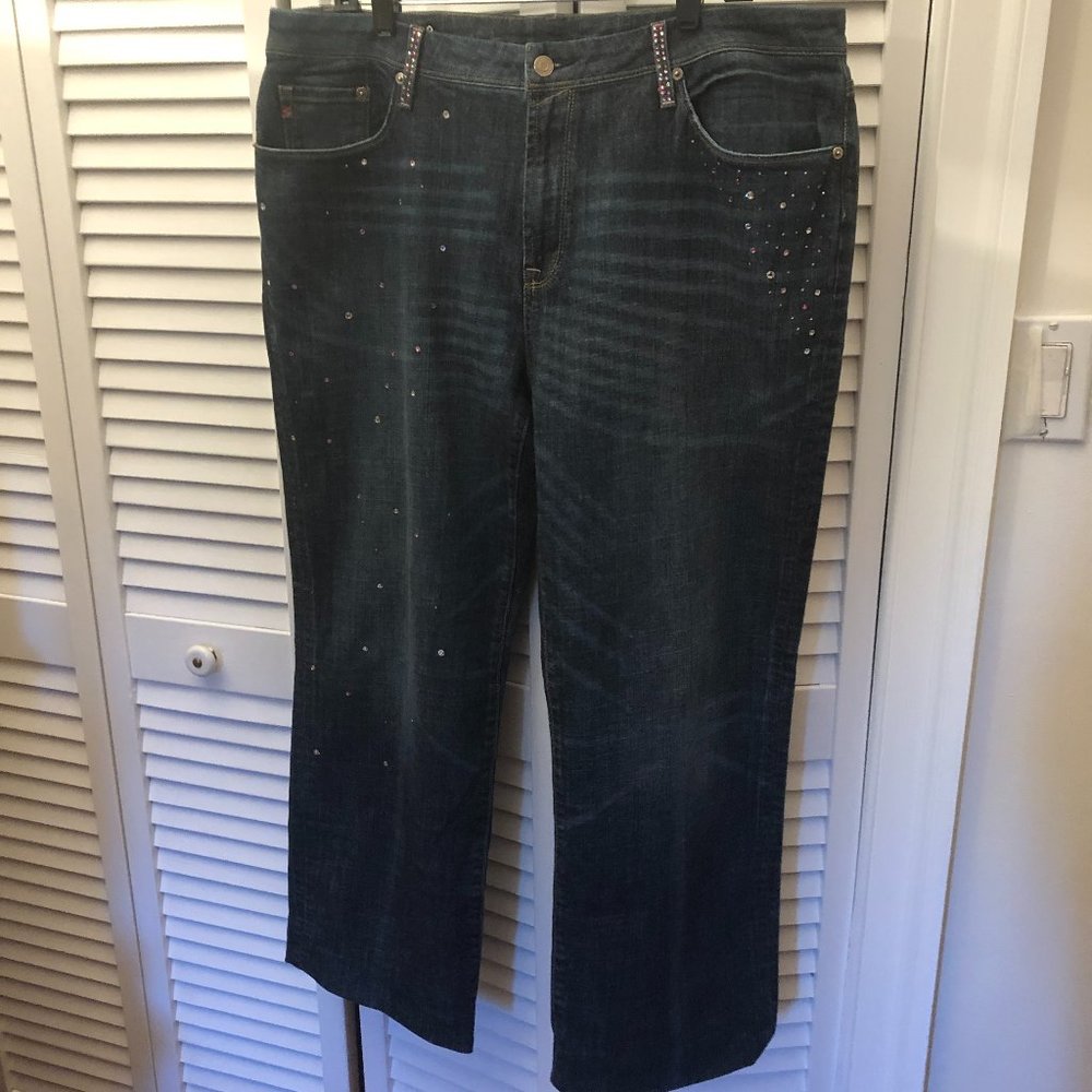 Seven7  wide studded WM jeans, distressed  sz 20